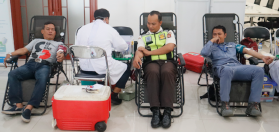 Donating blood at Mitsubishi Tanabe Pharma Indonesia (Bandung plant)